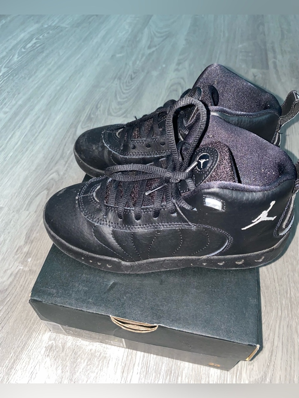 Jordan Black High-Top Sneakers with White Jumpman - Picture 8 of 8
